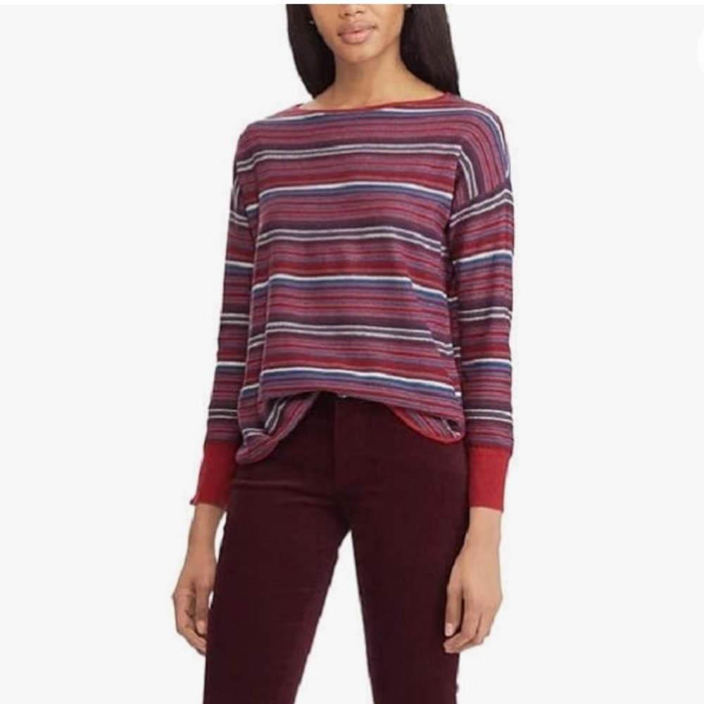 Chaps Womens Multi Color 100% Cotton Long Sleeve Sweater